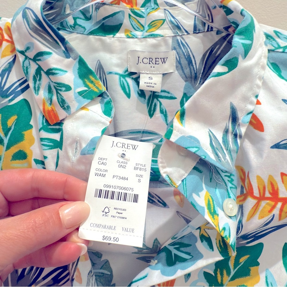 NWT- J. Crew Sleeveless pineapple cotton poplin shirt in signature fit Size S - Picture 3 of 8